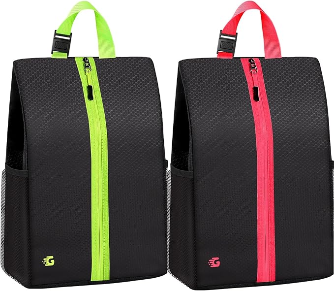 GLORIEROO Smell Proof Shoe Bags for Travel-Soccer Cleat Bag Smell Proof with Active Carbon Fabric | Odor-Absorbing Water-Resistant Track Shoe bags for Sports (Black&Pink, UP TO US11)