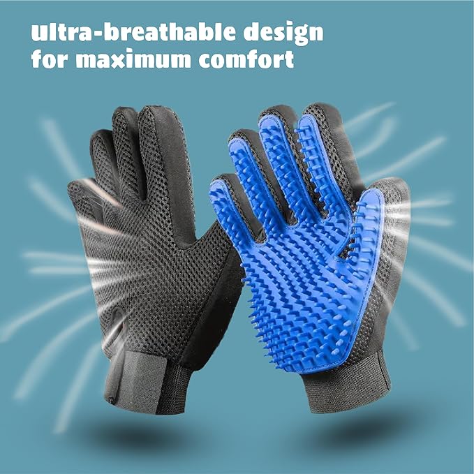 Tailio Cat & Dog Grooming Gloves for Shedding – Efficient Pet Grooming Gloves 2-in-1 Deshedding Brush & Massage Mitt | Perfect for Long and Short Hair (1 Pair)