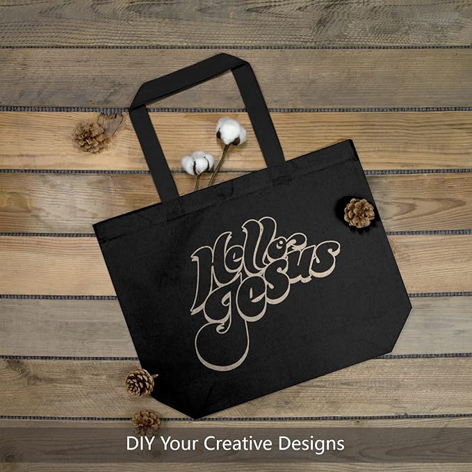 TOPDesign 12-Pack Canvas Tote Bags with Magnetic Snap, Reusable Grocery Shopping Bags, DIY Your Creative Designs