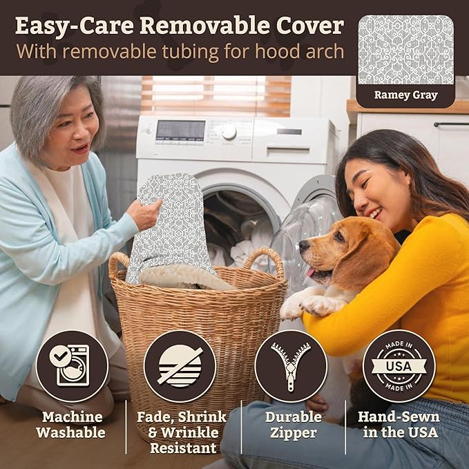 Snoozer Luxury Cozy Cave Pet Bed, Wag Collection, Small - Ramey Gray