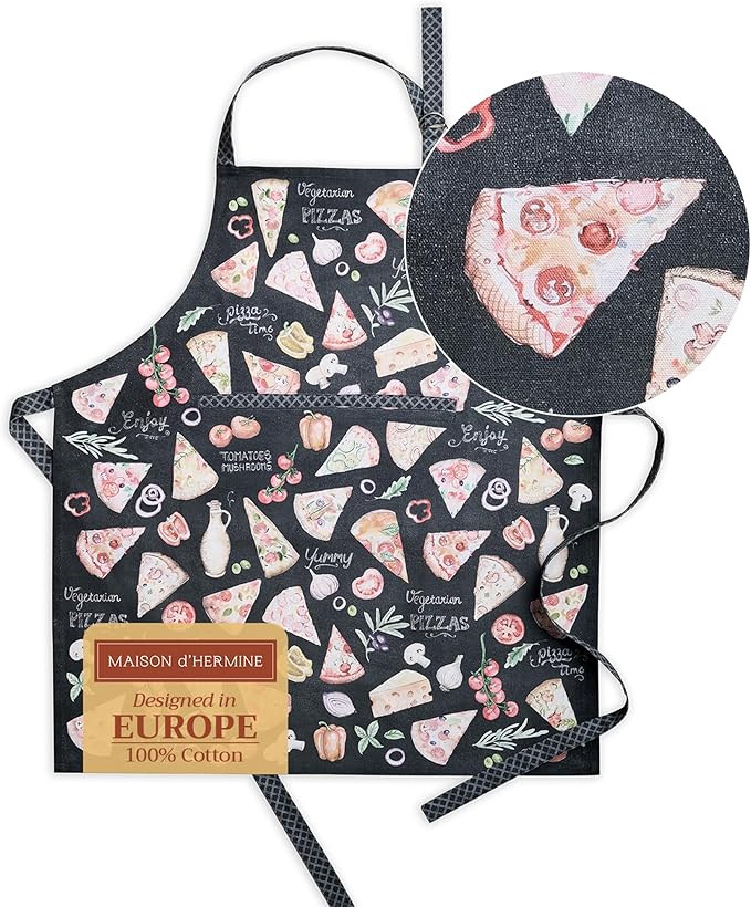 Maison d' Hermine 100% Cotton Apron for women with Pocket Kitchen Chef Apron for Men Cooking Gardening Server Waitress