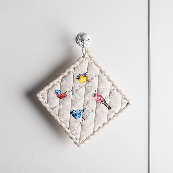 Maison d' Hermine Birdies on Wire Bundle Set 100% Cotton Set of 2 Kitchen Towels (20 Inch by 27.5 Inch) Oven Mitt (7.5 Inch by 13 Inch) and Set of 2 Pot Holders (8 Inch by 8 Inch)