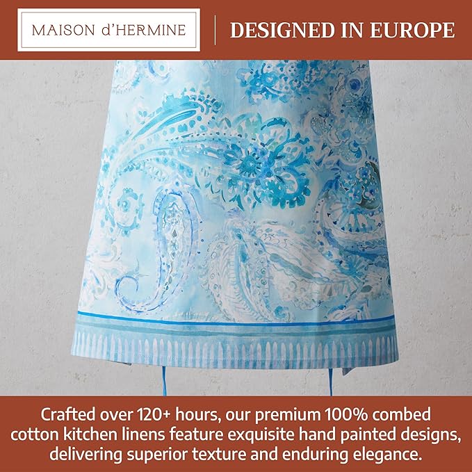 Maison d' Hermine 100% Cotton Apron for women with Pocket Kitchen Chef Apron for Men Cooking Gardening Server Waitress