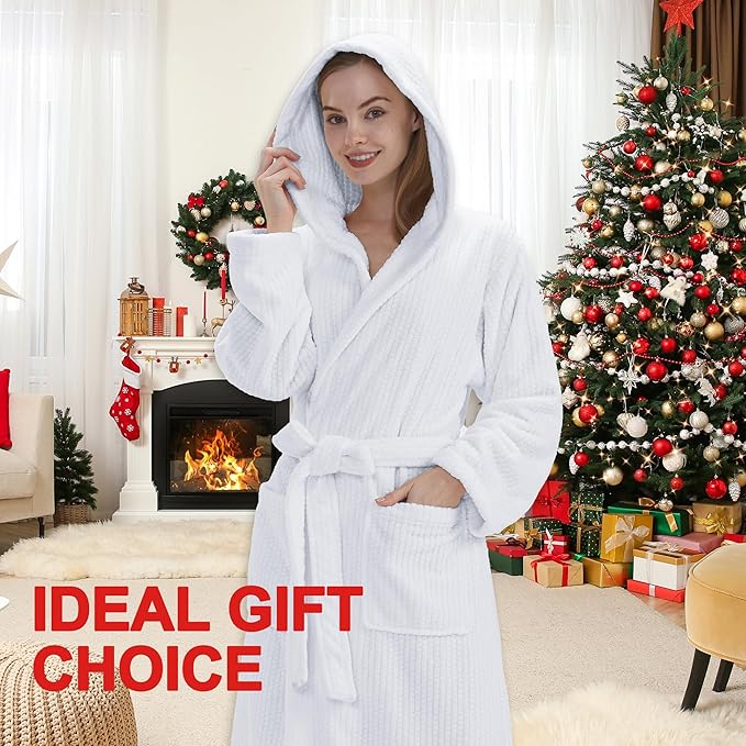 PJGGZ Hooded Bathrobes for Women, Soft Long Towel Robes for Women - Quick Dry yet Warm