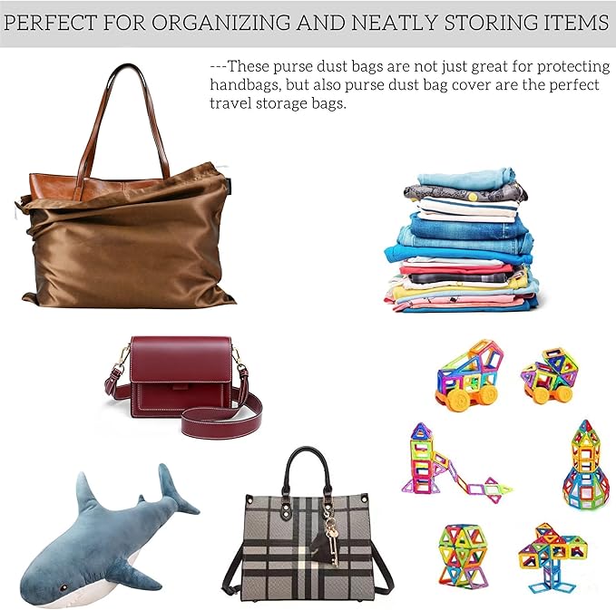 FEICHANGHAO 7 Pack Dust Bags for Handbags Storage Silk Cloth Bag With Drawstring Large Storage Pouch for Handbag Purse Shoes Boots