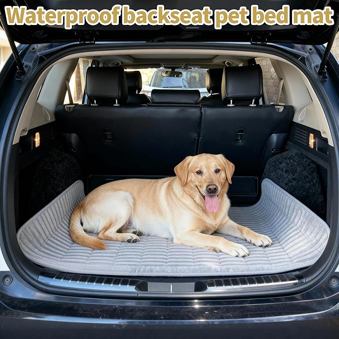 HMOCK Backseat Dog Bed for Car Back Seat, Dog Mat for Car Backseat Pet Bed Mat, Non-Slip Travel Pet Mat, Fit for Backseat Extenders and Trucks Suvs (Grey, 27.5x55 Inch)