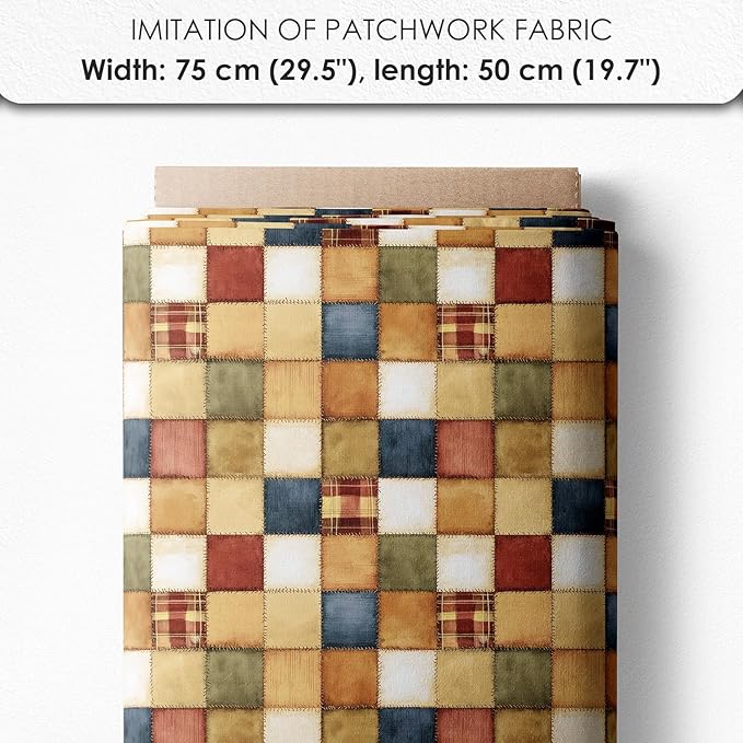 Patchwork Animals Cotton Fabric Panel – 6 Designs (10×10 inch Each) + Bonus Patchwork Sheet 29.5×19.6 inch, 100% Cotton 140 GSM