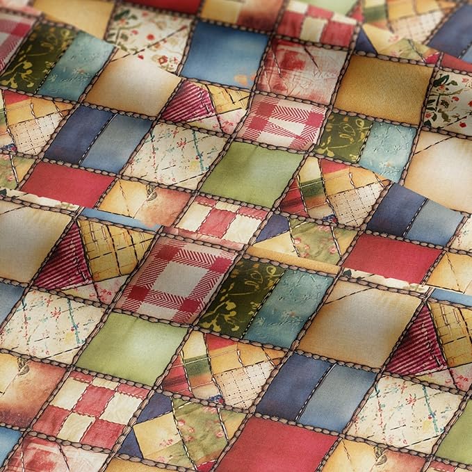 Harvest Cottage Patchwork Cotton Fabric – Premium Turkish Printed Cotton 140 GSM, Pre-Cut 61 x 36.6 Inches, Quilting & Sewing Fabric for Crafts, Home Decor & DIY Projects