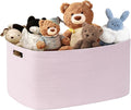 SunNewt 60L Small Baby Girls Laundry Basket for Nursery Storage,Cute Woven cotton Rope Baskets for Kids Toy，Gifts, Boho Square Wicker Blanket hamper for Living Room,Bedroom Dirty Clothes,Pink