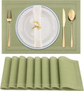 Winknowl Placemats Set of 8，Heat Resistant Woven Vinyl Washable PVC Place Mats，Non-Slip Stain Resistant Indoor/Outdoor Table Mats for Dining Table (Green)