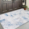 COMSLE Door Mat, Front Door Mat Indoor for Entrance Faux Wool Absorbent Non Slip Modern Throw Rug for Entryway Bedroom Muddy Paws - Pet Friendly, 36x60 Inches,Square Blue Machine Washable
