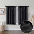 Lecloud Bessie Black Curtains 45 Inch Length 2 Panels, Light Filtering Burlap Window Curtains for Living Room, Rod Pocket Faux Linen Curtain Drapes, Each 30 W x 45 L