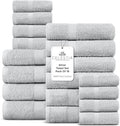 Villa Celestia 100% Cotton Bath Towel Set of 18-4 Bath Towels, 6 Hand Towels, 8 Wash Cloths, Sustainable, Soft, Highly Absorbent, Combed Cotton 18 Piece Set for Hotels, Spa, Bathroom, Dorm, Silver