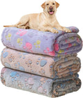 Gowyeg 1 Pack 3 Blankets for Dogs, Dog Blanket for Large & Medium Pet Cat, Premium Soft Fluffy Suitable for Sofas, Kennels & Beds, Gifts Puppy Essentials, 41x31inch, Brown/Purple/Coffee Brown