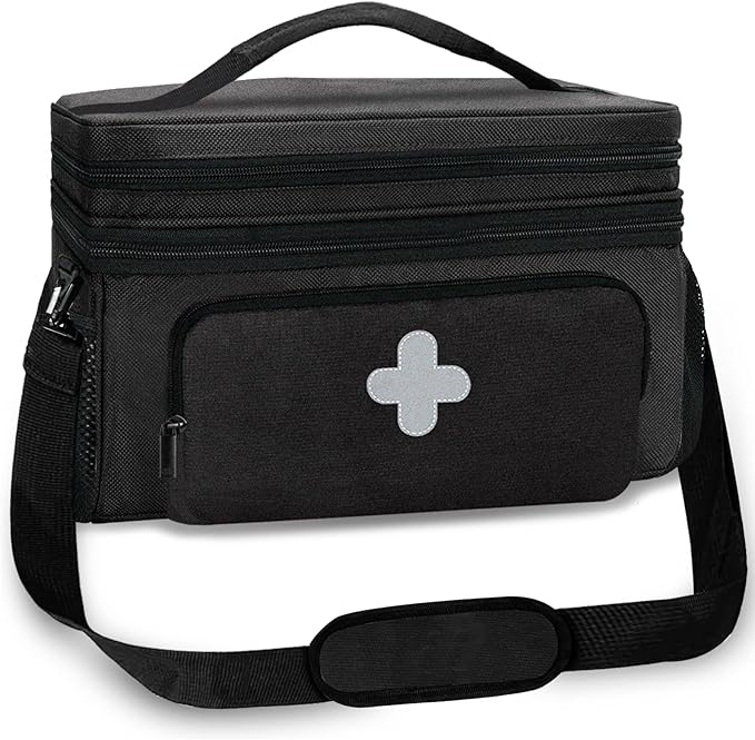 GDNasist Medicine Storage Bag, Medical Bag Pill Bottle Organizer for Emergency, Medicine Box Empty with Small Portable Pouch, First Aid Box for Travel and Home Storage