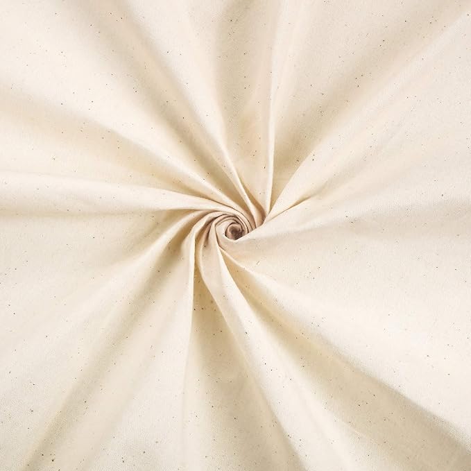 Boao Natural Cotton Muslin Fabric 63 Inch x 1 Yards Unbleached Muslin Linen Fabric Material for Sewing Embroidery, Garments, Crafts Material, Sold in One Yard Packages
