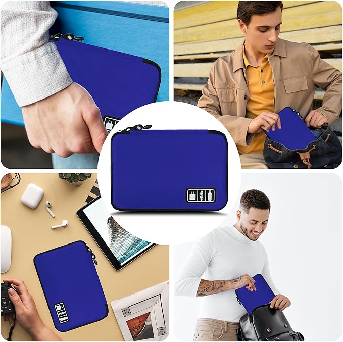 Miavers Electronics Organizer,Travel Cord Organizer Pouch, Portable Cable Organizer Bags,Travel Electronic Accessories Storage Case for Cables, Cords, Charger, Phone (Navy Blue)