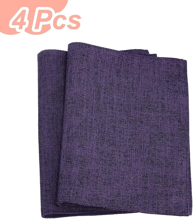 HARFINGTON 4pcs Linen Fabric Placemats 12" x 18" Polyester Rectangle Place Mats Machine Washable Heat Resistant Kitchen Table Mats for Outdoor Indoor Party Family Holiday, Purple