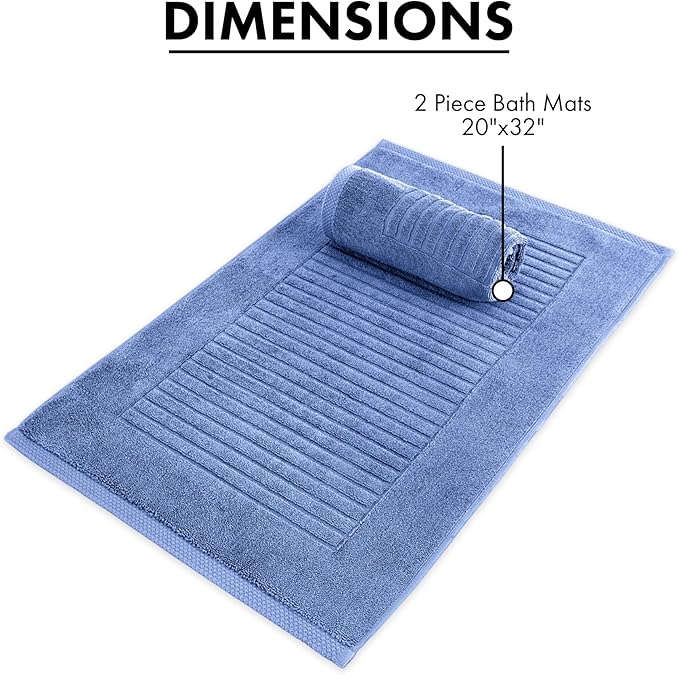 Classic Turkish Towels CTT - 2 Piece Bathroom Rugs Set, 100% Cotton Bath Mats, Comfy & Highly Absorbent Bathroom Floor Mats, Machine Washable | 20"x32" (Royal Blue)