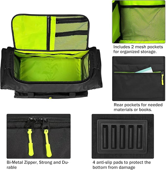 XIDIHF Large DJ Cable Gig Bag with Adjustable Dividers, Portable Travel Case for Cables, Power Cords, Audio Gear & Musician Accessories, Fits Professional DJ Equipment – 22.5" x 10.2" x 11.8"