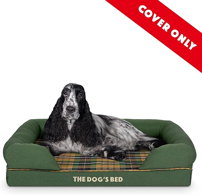 The Dog's Bed Replacement Outer Cover ONLY The Dog's Bed Orthopedic with Sides, Washable Fabric, Medium (Green Tartan) Veterinary Approved