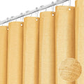BTTN Extra Long Shower Curtain, 96 Inch Linen Textured Heavy Duty Fabric Shower Curtain Set with 12 Plastic Hooks, Large Luxury Decorative Polyester Cloth Shower Curtains for Bathroom, 72"x96", Gold