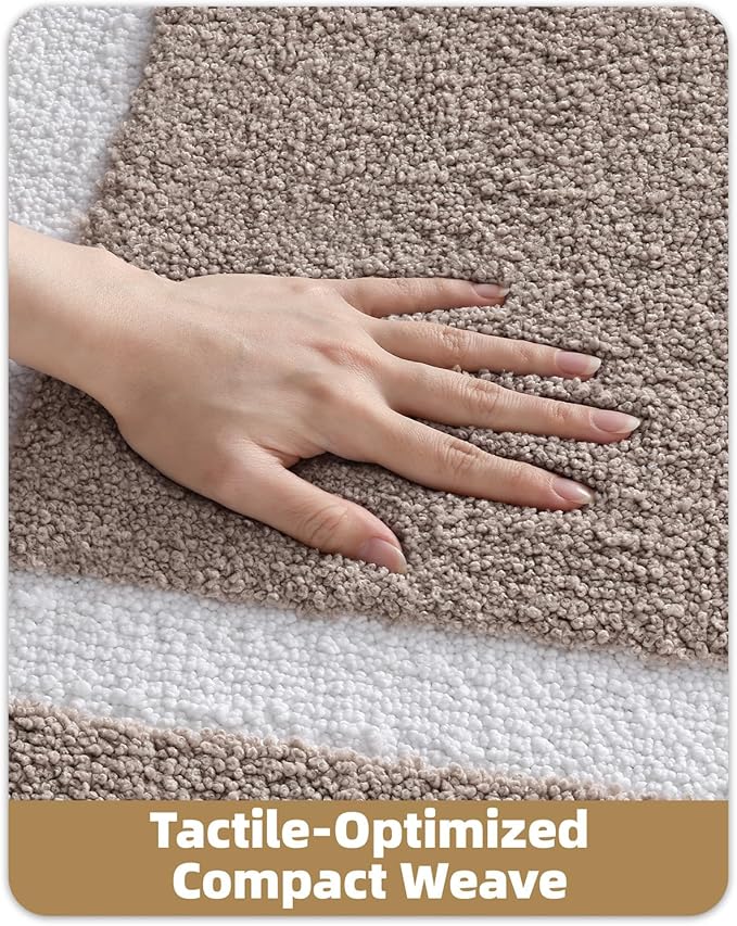 Color&Geometry Bathroom Rugs, Water Absorbent and Quick Dry Microfiber Bath Rugs-20"x32", Non-Slip, Machine Washable, Extra Soft Plush Bath Mats for Bathroom, Laundry Room, Dark Beige White
