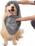 EDENATURE Microfiber Dog Bath Towel – Super Absorbent Dog Towels for Drying Dogs Large & Small, Quick Dry Pet Towel with Hand Pockets, Soft & Durable Puppy Towel, Machine Washable – Grey