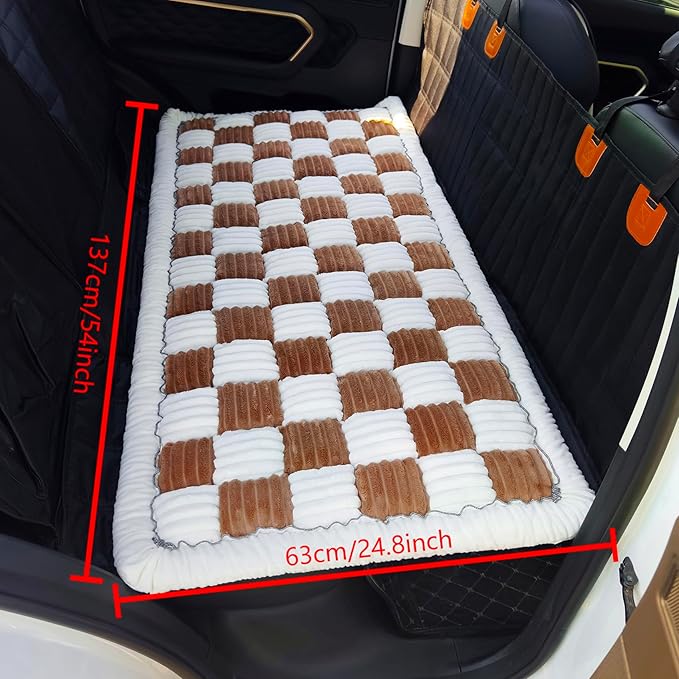 AEEISHOMEREFORM Backseat Pet Bed Mat, Truck Plaid Dog Bed for Car Back Seat, Deluxe Dog Seat Covers, Non-Slip Travel Pet Mat, Fit for Backseat Extenders and Trucks SUVs