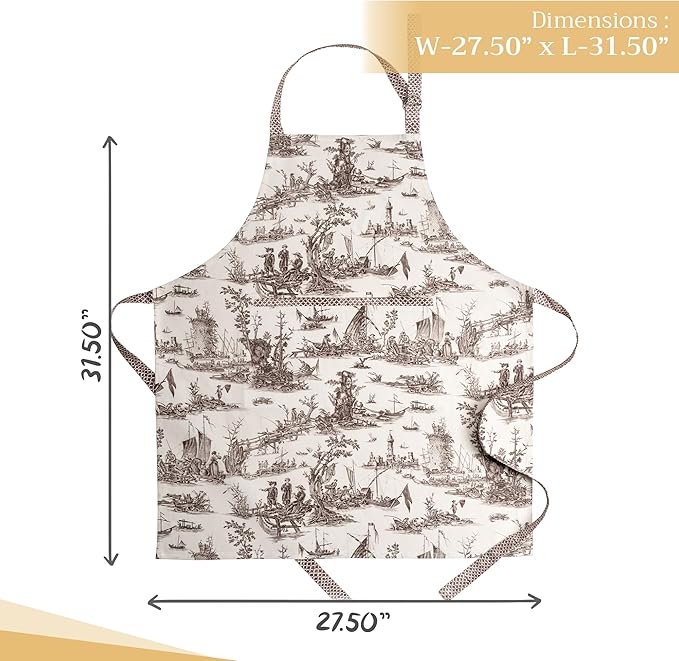Maison d' Hermine 100% Cotton Apron for women with Pocket Kitchen Chef Apron for Men Cooking Gardening Server Waitress