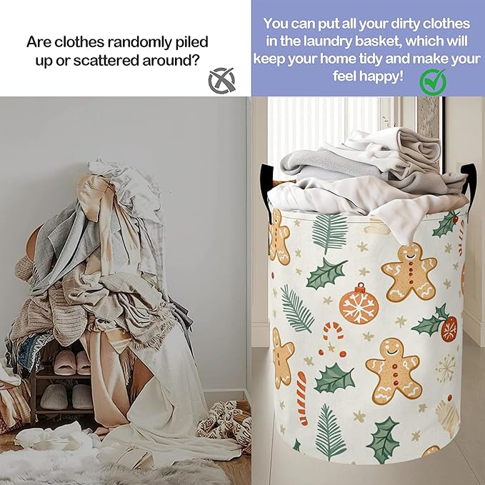 Laundry Basket-Cute Gingerbread Man Foldable Waterproof Oxford Cloth Funny Tote Bag Laundry Hamper Clothes Storage Bucket Organizer For Bathroom/Laundry Storage/Bedroom Storage Basket
