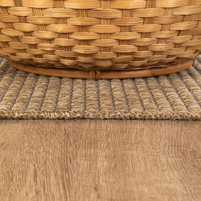 CAMILSON Easy Jute Rug 5x7, Indoor Outdoor Natural Color Farmhouse Area Rugs for Living Room Patio and Kitchen Rug, Solid Boho Woven Design, Easy-Cleaning, Washable Outside Carpet Alfombras (5 x 7)