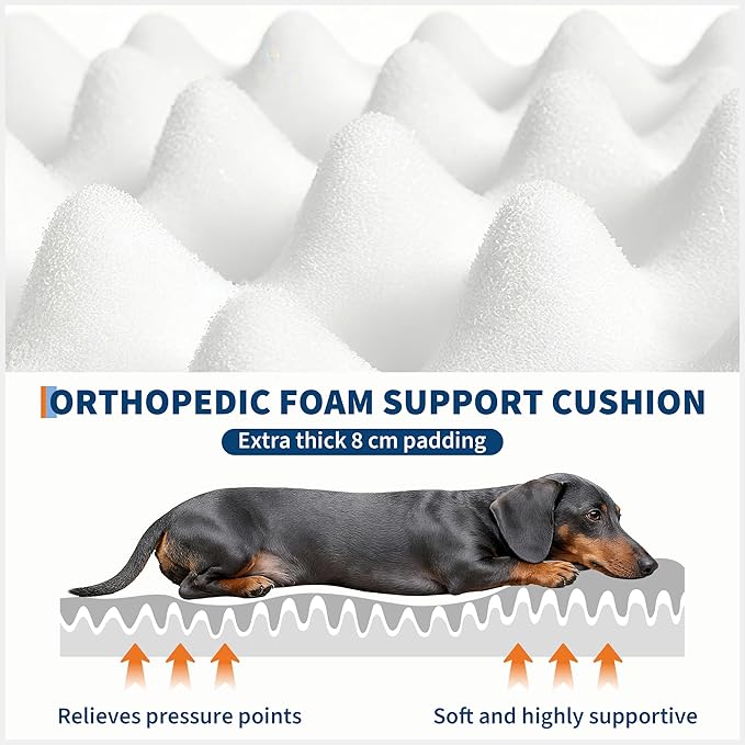 Festisoul Large Plush Dog Bed with Raised Headrest, Orthopedic Pet Bed for Dogs & Cats, Washable Fleece Pet Bed for Large Breeds, Milk Ka (19x14x9 Inches)