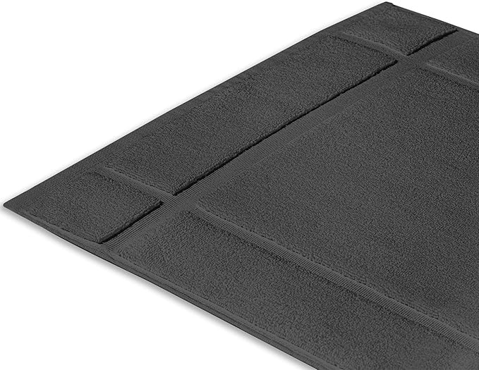 Ample Decor 100% Cotton Bath Mats 24 x 17 Inches, Quick Dry, 1350 GSM Banded Border Shower Bathroom Floor Mat, Not Bathroom Rug - Grey, Pack of 6