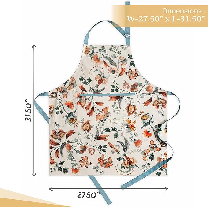 Maison d' Hermine 100% Cotton Apron for women with Pocket Kitchen Chef Apron for Men Cooking Gardening Server Waitress