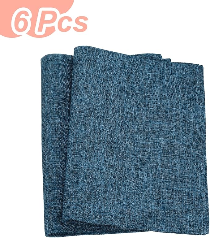 HARFINGTON 6pcs Linen Fabric Placemats 12" x 18" Polyester Rectangle Place Mats Machine Washable Heat Resistant Kitchen Table Mats for Outdoor Indoor Party Family Holiday, Navy Blue