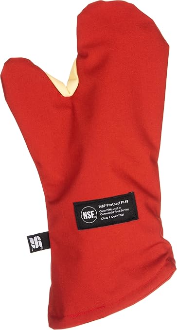 San Jamar CTC15 Cool Touch Conventional Oven Mitt Heat Protection up to 500° F, 15" Length, Red