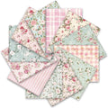 JarThenaAMCS 12Pcs Vintage Spring Cotton Fabric Bundles 18 x 22 Inch Pink Mint Green Roses Plaid Fat Quarters Floral Sewing Fabrics for DIY Craft Party Decor
