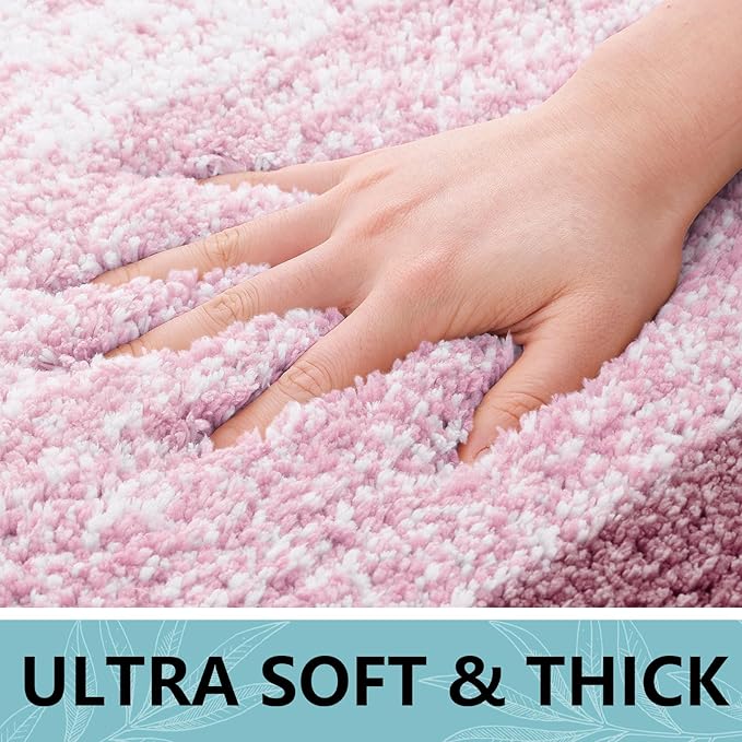 Arotive Microfiber Bathroom Rugs, Shaggy Soft and Absorbent Bath Rug, Non-Slip, Thick Plush Machine Washable Dry Bath Mats for Bathroom, Tub and Shower, 30x20, Mauve, Rectangular