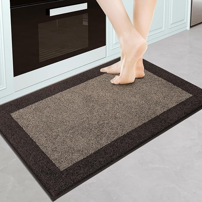 DOMUSTEX Machine Washable Kitchen Rug 24" x 36", Non Slip Kitchen Mat for Floor, Absorbent Entrance Throw Rug for Bedroom, Hallway, Bathroom, Door