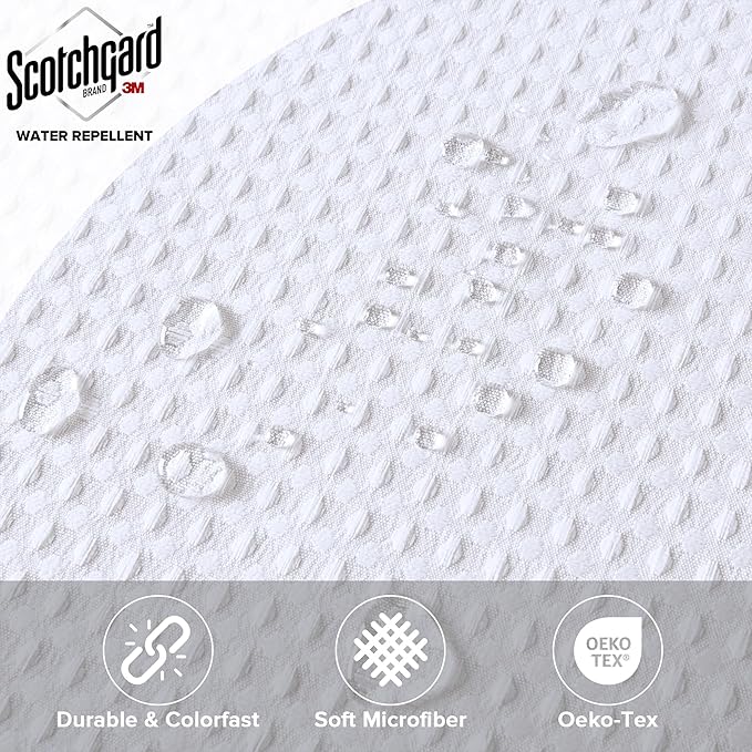 Madison Park Shower Curtain Waffle Weave, Vibrant Dyed, Waffle Shower Curtain 3M Scotchgard Moisture Management, Farmhouse Extra Long Shower Curtains for Bathroom, Extra Long: 72"x84" White