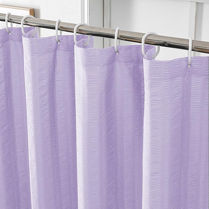 Aiyufeng Light Purple Shower Curtain for Bathroom, Embossed Textured Fabric Shower Curtain for Bathroom - Soft Cloth & Hotel Spa, Machine Washable, 72X84, Light Purple