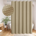 MitoVilla Beige Waffle Shower Curtain for Fall Rustic Bathroom Decor, Tan Brown Waffle Weave Fabric Shower Curtains, Taupe Vintage Luxury Weighted Bathroom Shower Curtain, 72 x 72