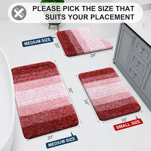Arotive Microfiber Bathroom Rugs, Shaggy Soft and Absorbent Bath Rug, Non-Slip, Thick Plush Machine Washable Dry Bath Mats for Bathroom, Tub and Shower, 34x21, Burgundy, Rectangular