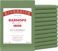 RIVERSIDE Bar Mop Towels Pack of 12, 16x19 Inches, 100% Ring Spun Cotton Terry Cloth Kitchen Towel, Highly Absorbent & Reusable Multipurpose Cleaning Rags for Bathroom, Hotel, Restaurant, Sage Green