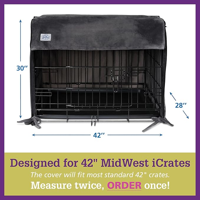 Pet Dreams Dog Crate Cover - Breathable Fabric Kennel Topper for Double-Door Crates, Fits iCrate Dog Cages 18, 24, 30, 36, 42, 48 Inches (Grey, X Large, 42")