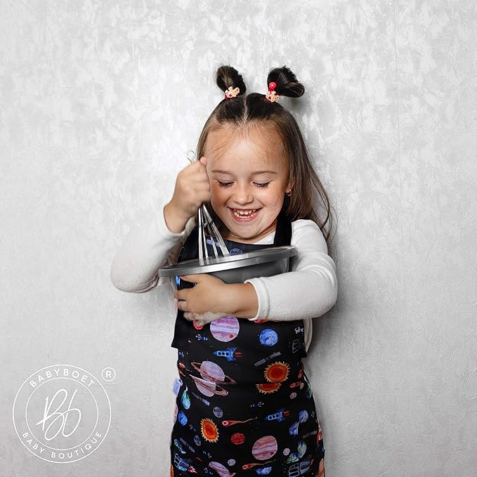 Kids Aprons for Girls and Boys, Toddler Apron with Pocket for Painting, Cooking, Baking, Gardening and Crafts