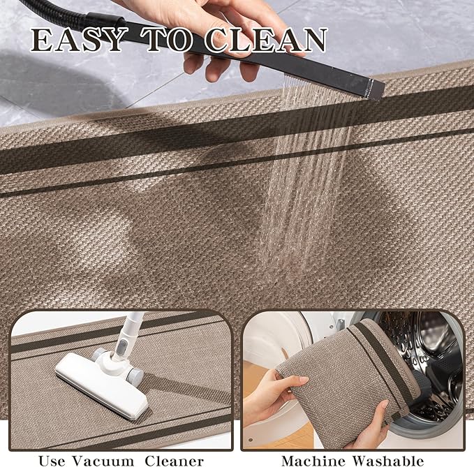 chakme Bathroom Rugs Mat 32x17, Ultra Thin Non Slip Bath Mat Quick Dry Absorbent Bath Mat for Bathroom Floor, (Dark Beige, 32"x17")