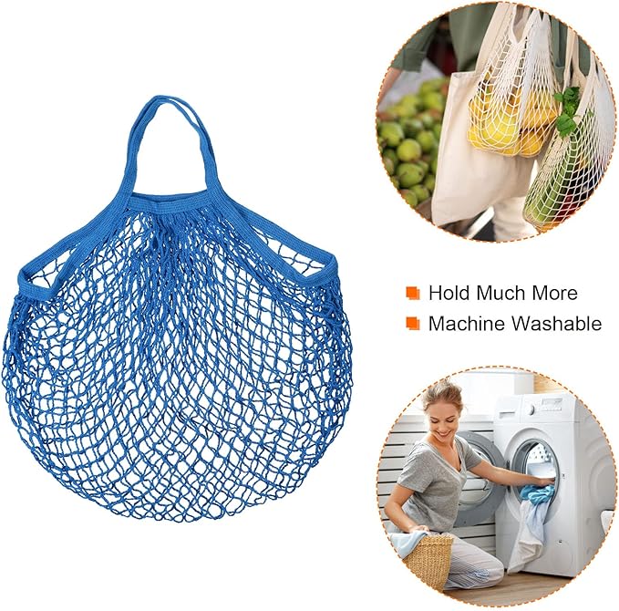 MECCANIXITY Cotton Mesh Bag Reusable Washable Mesh Net String Grocery Bags Organizer for Fruits Vegetables Shopping