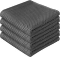 FreeNook 100% Cotton Waffle Weave Kitchen Towels, 4 Pack Dish Cloths for Washing Dishes, Ultra Soft Absorbent Dish Towels, Quick Drying Kitchen Rags, 13x28 Inches, Dark Grey